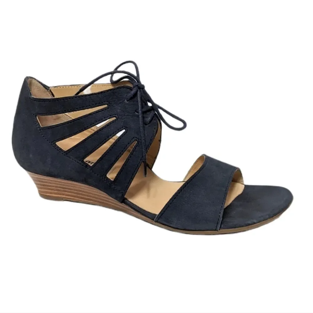 PAUL GREEN Suede Cutout Wedge Lace-Up Shoes 7.5